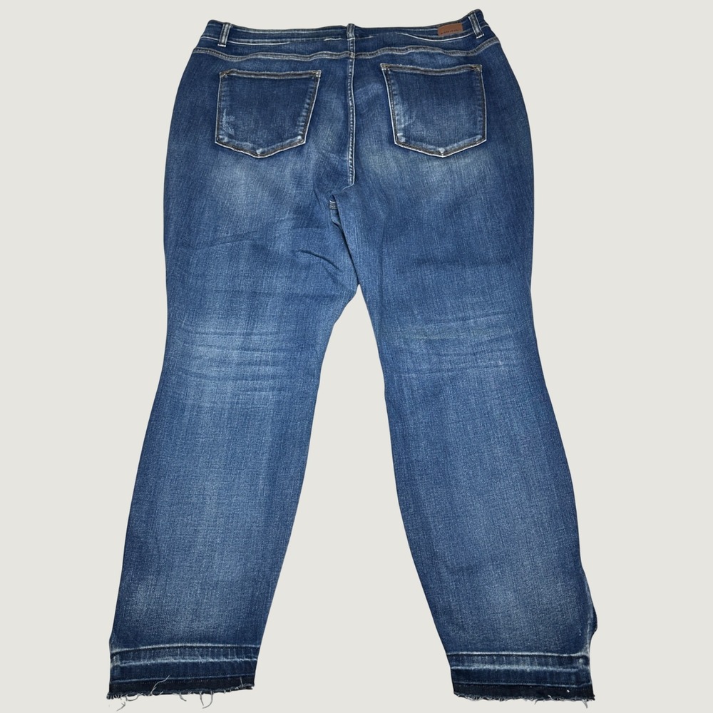 Judy Blue Skinny Jeans Women 24W‎ Raw Released Hem Side Slit Medium Wash Blue - Picture 7 of 16